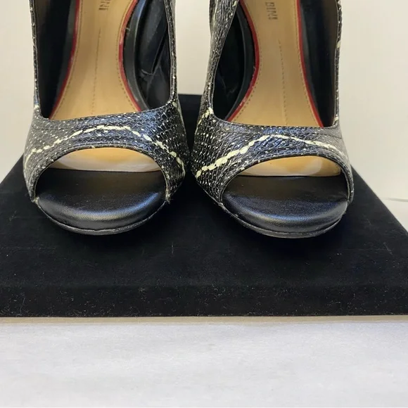 Gianni Bini Snakeskin Leather Peep Toe Ankle Bootie Stiletto Heel 7 - Picture 7 of 15
